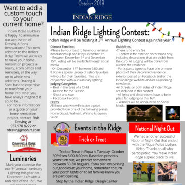 Indian Ridge – October 2018 Newsletter!!!