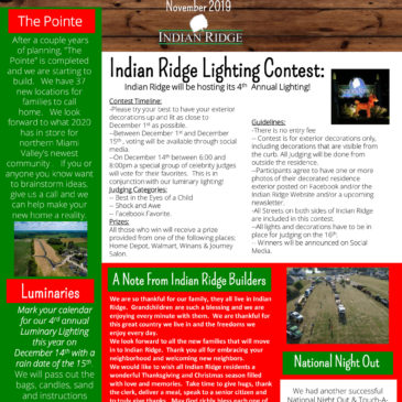 Indian Ridge November 2019 Newsletter